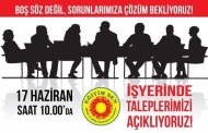 17 Haziran 2019’da İş Yerlerinde Okunacak Talep Metni